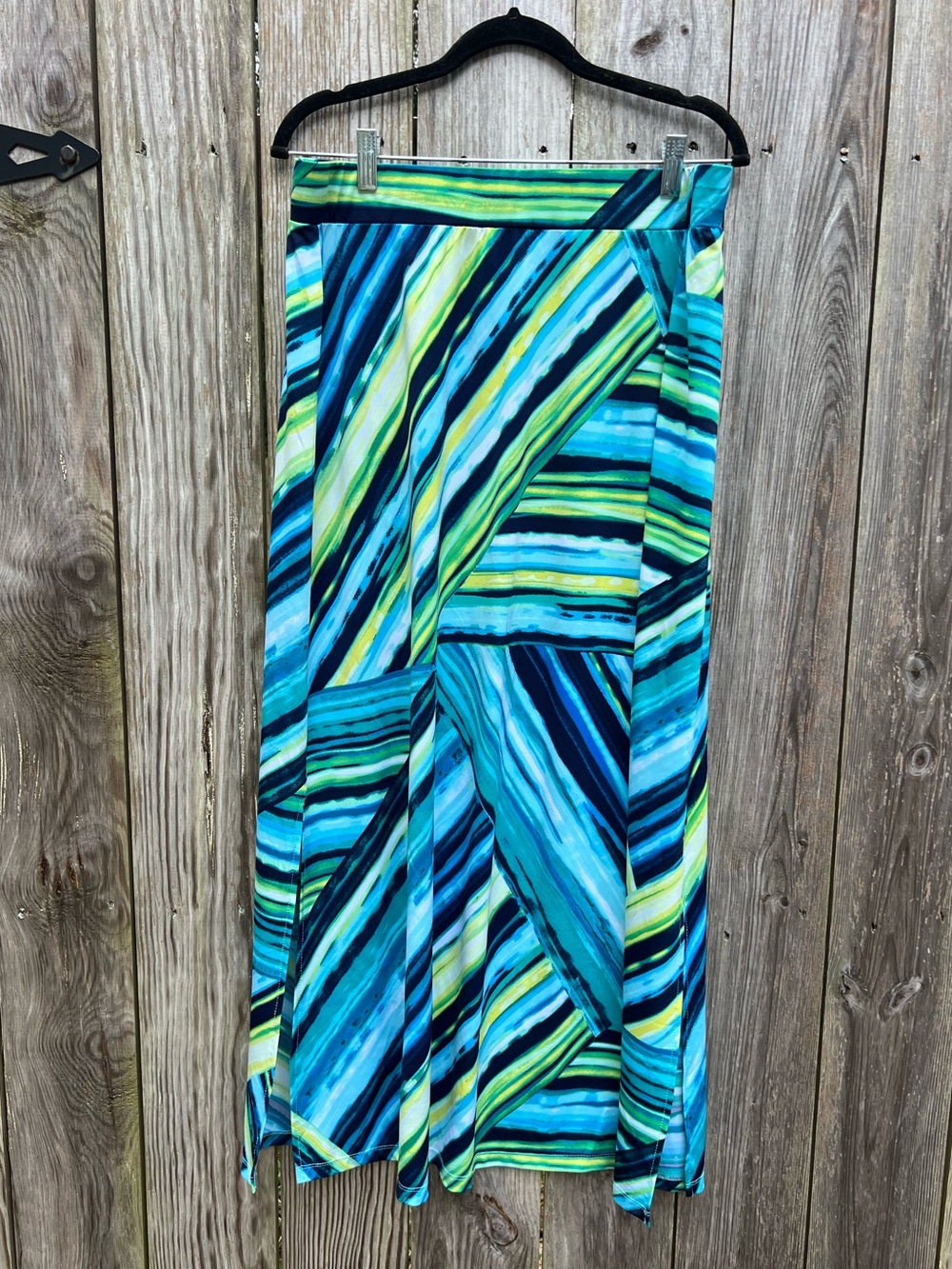 Verve Blues Striped Blue Stretchy Long Skirt Women’s Large